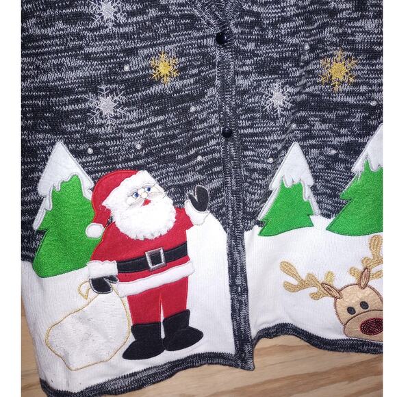 Women's Holiday Time Ugly Christmas Sweater Vest Santa Reindeer XL - Picture 2 of 2